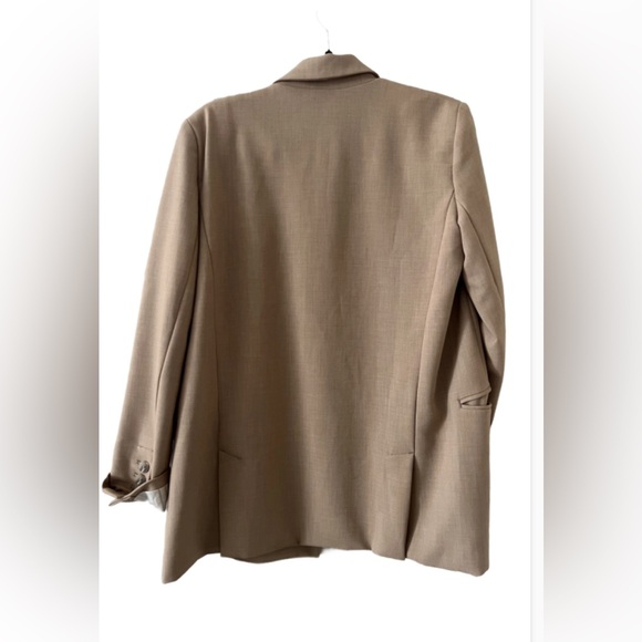 Anthropologie/Maeve Double Breasted Oversized Blazer Tan Size 4 - Picture 4 of 8